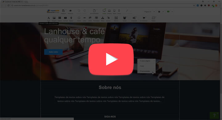 Thumbnail do vídeo de introdução do Criador de Sites Hotel da WEB